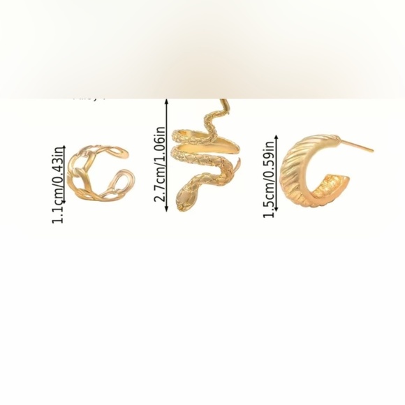 New 3Pcs Ear Cuff Non Piercing Earring Clip On Cartilage Helix Wrap Earrings - Picture 3 of 3